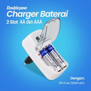 Doublepow DP-B01 1200 Charger Baterai Rechargeable 2 Slot AA AAA with AA 2 PCS