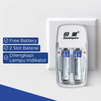 Doublepow DP-B01 Charger Baterai Rechargeable 2 Slot AA AAA with AAA 2 PCS